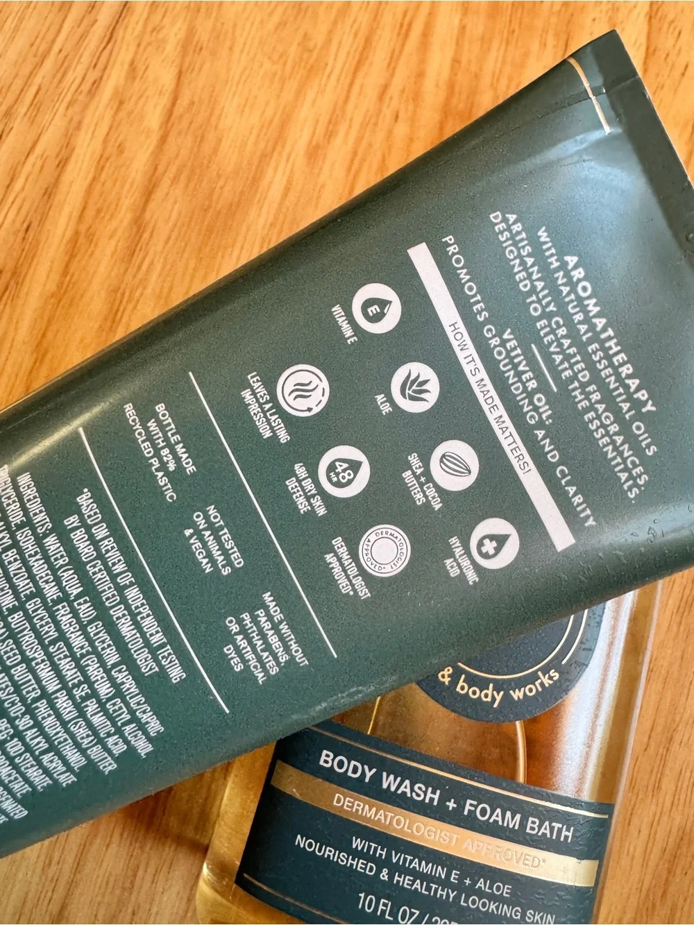 Bath & Body Works Vetiver Body Wash + Hydration Cream - teal & gold